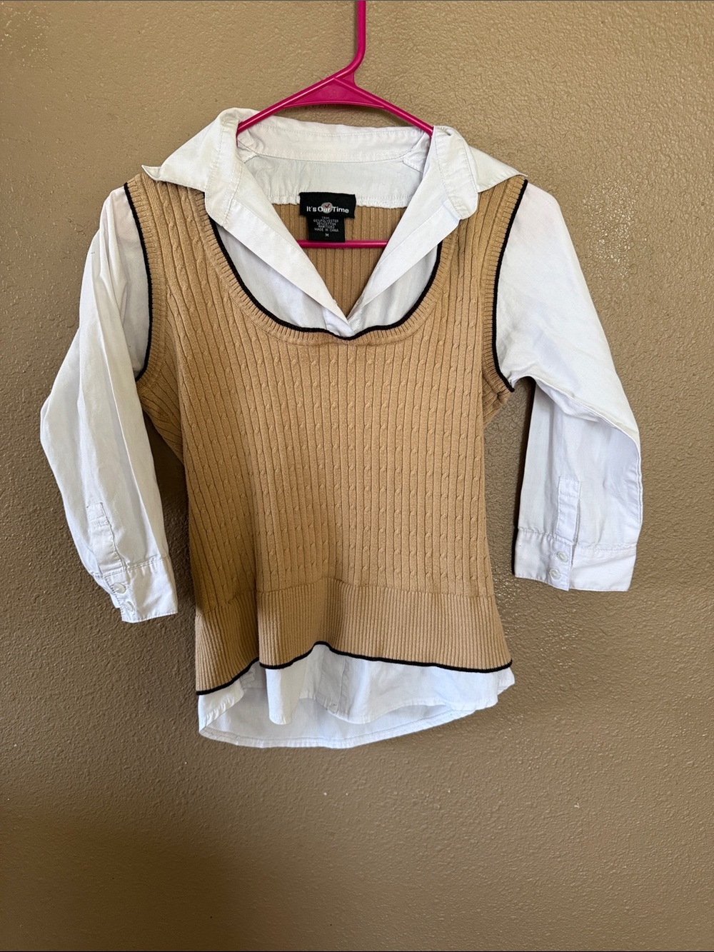 VTG It’s our time Layered Look Knit Vest Y2K style